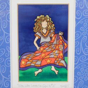 Suzy Toronto She Loves to Quilt #2 Framed Art Print with Matt 10.75x8.75 FLAW